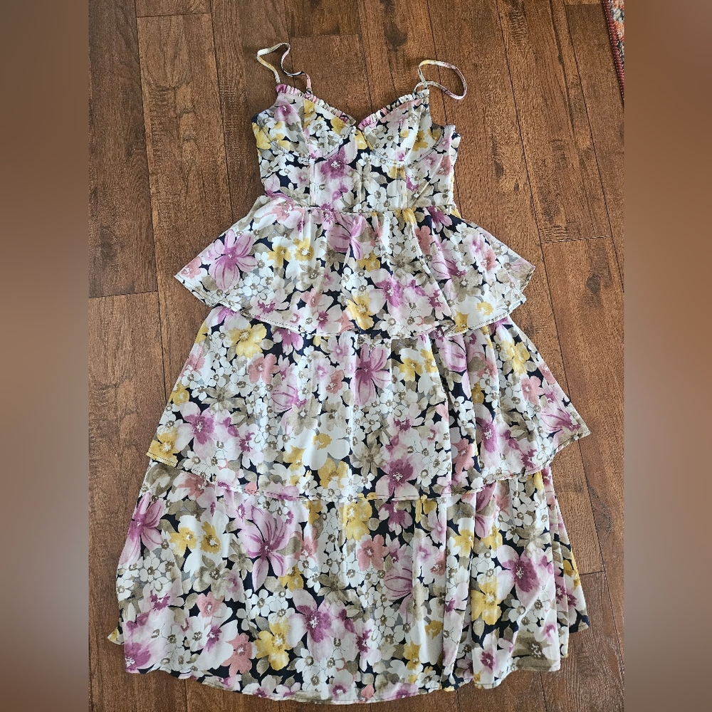 Lulu's Floral Dress with Pink and Yellow
